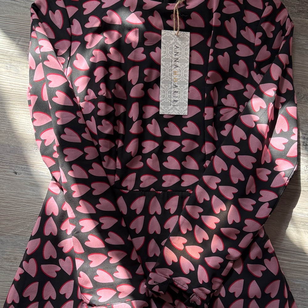 Chic Long Sleeve Heart Pattern Dress - Picture 3 of 4